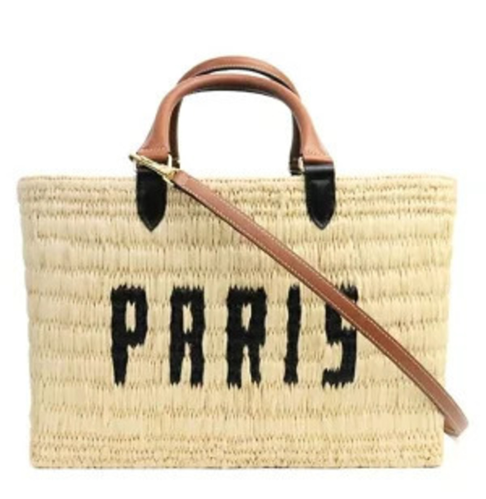 Celine Basket Raffia Panier Bag Calfskin Tan